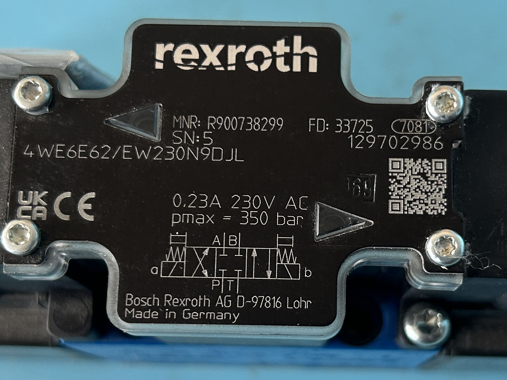 R900738299 4WE6E/62EW230N9DJL Rexroth力士乐电磁阀